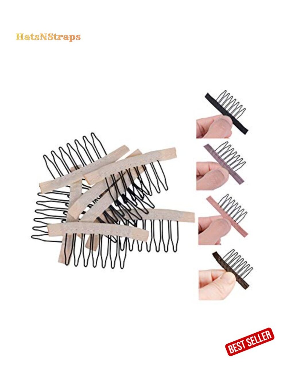 24pc Wig Cap Clips Sewing Tools Steel 7-Tooth Combs